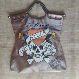 Ed Hardy by Christian Audigier Love Kills Slowly vintage tote